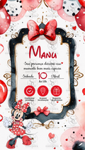 Convite Minnie Vermelha Aquarela Interativo