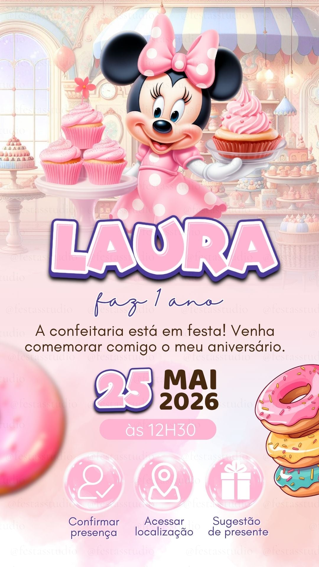 Convite Interativo - Minnie Confeitaria 3