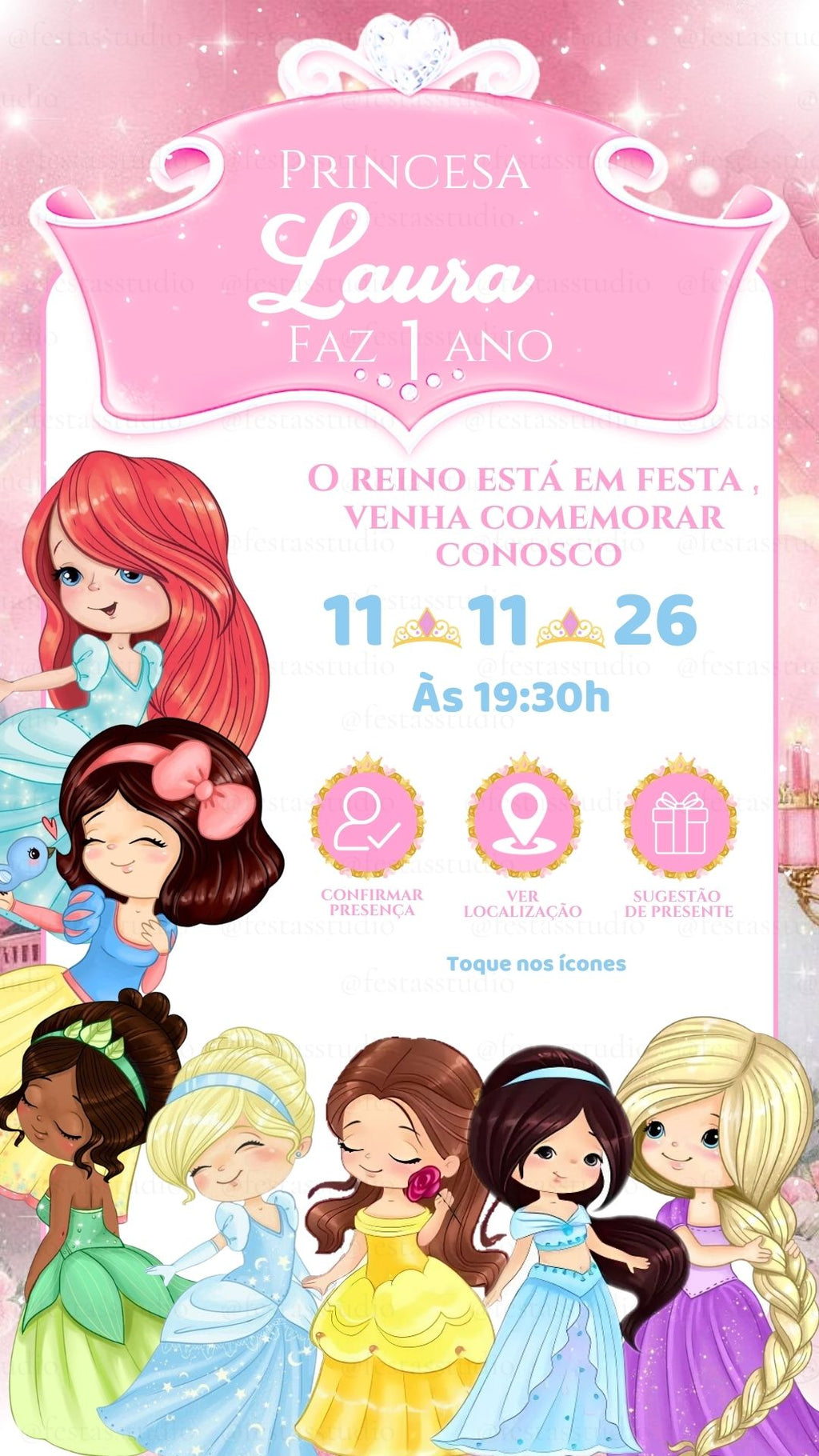Convite Interativo - Princesa Disney 1