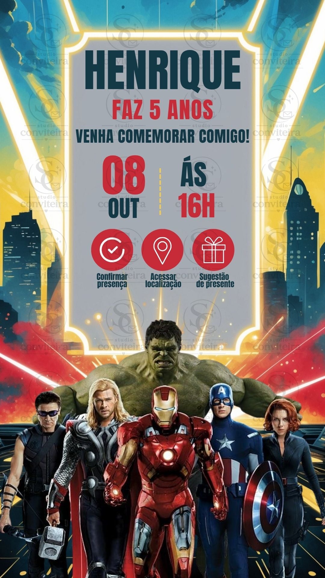 Convite Vingadores Interativo