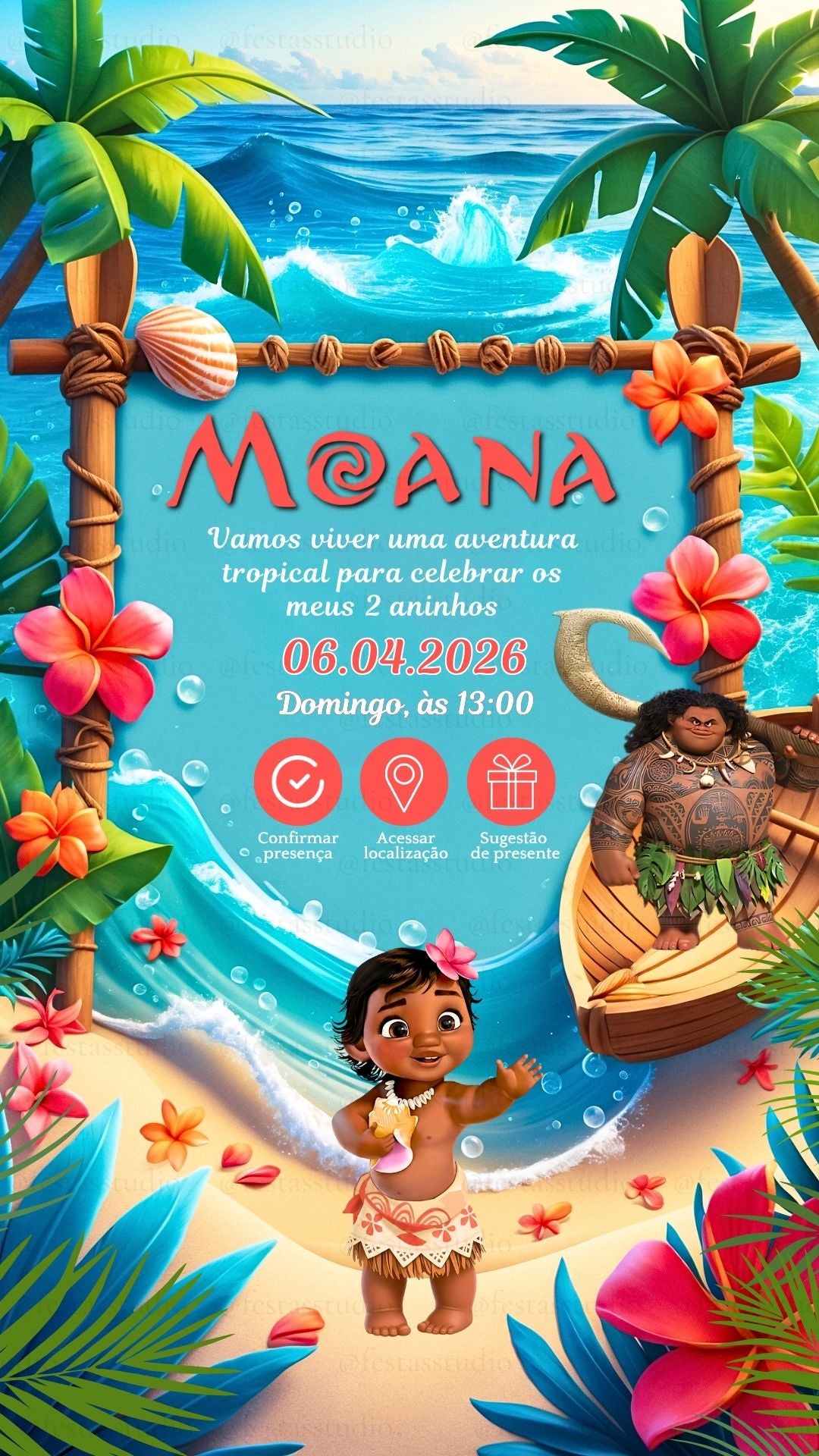 Convite Interativo - Moana Baby