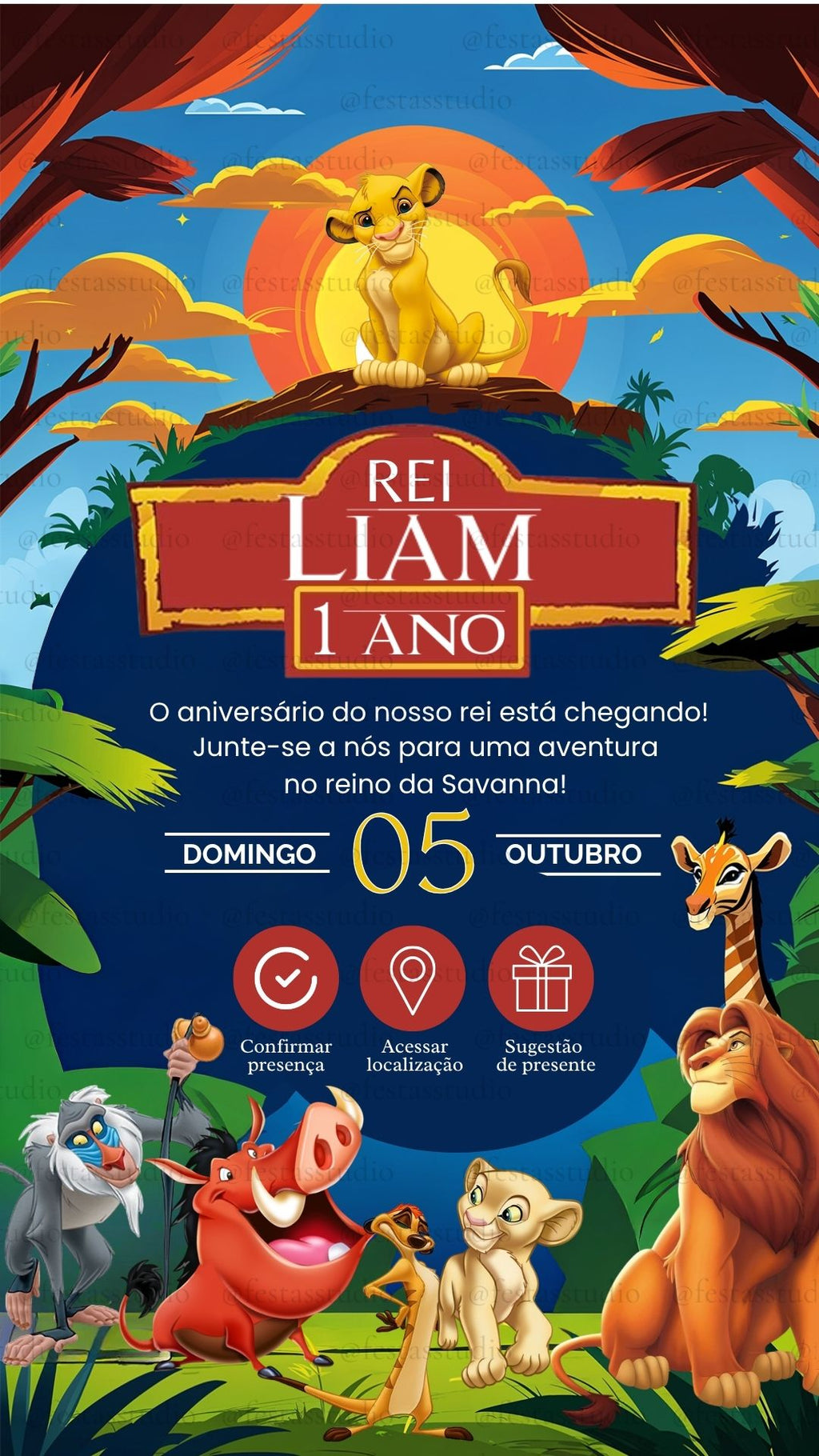 Convite Interativo - Rei Leão