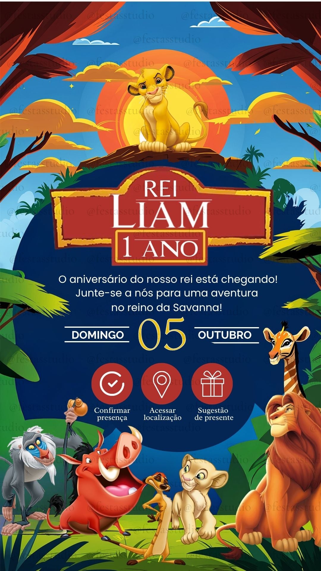 Convite Interativo - Rei Leão
