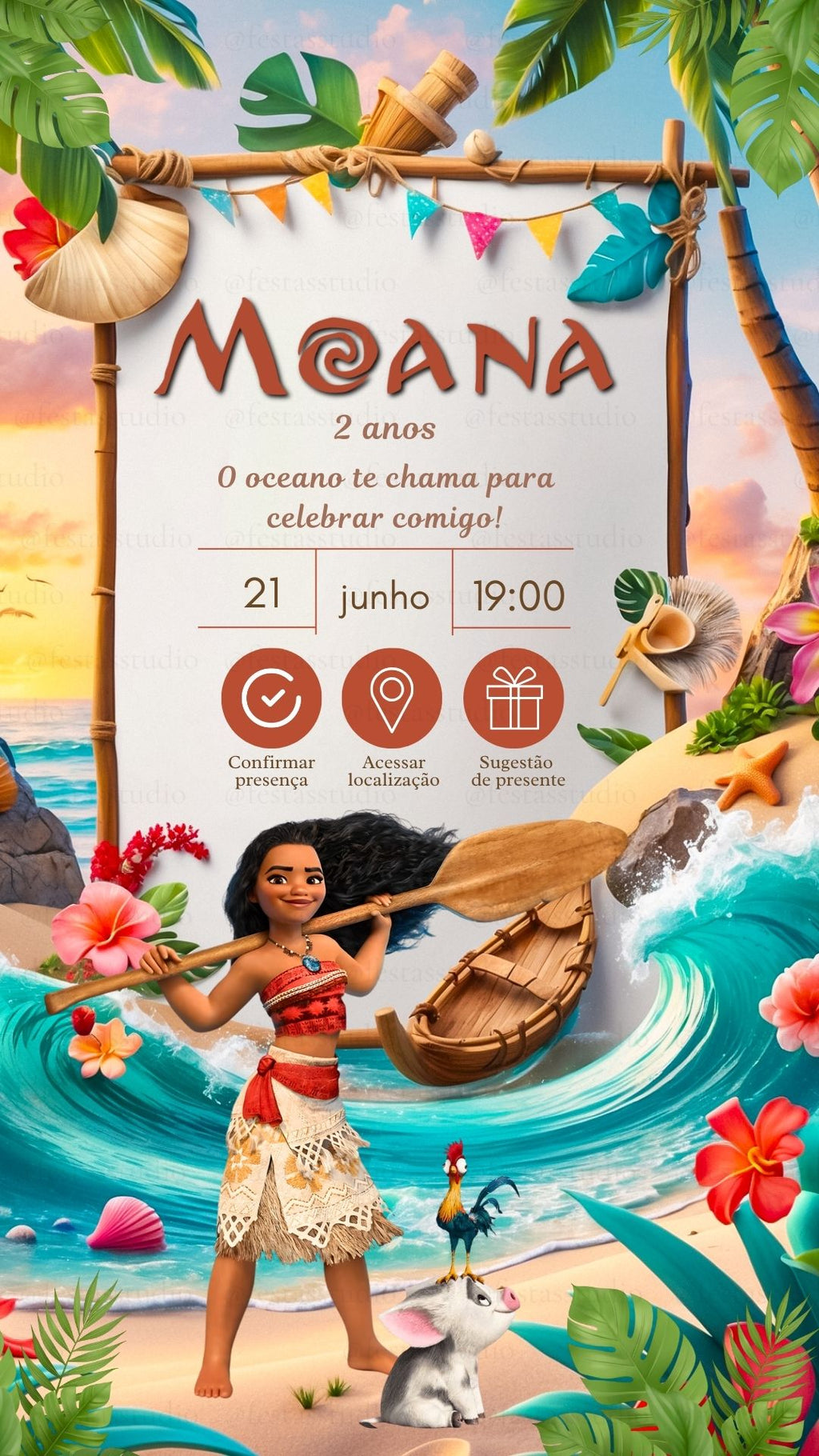 Convite Interativo - Moana