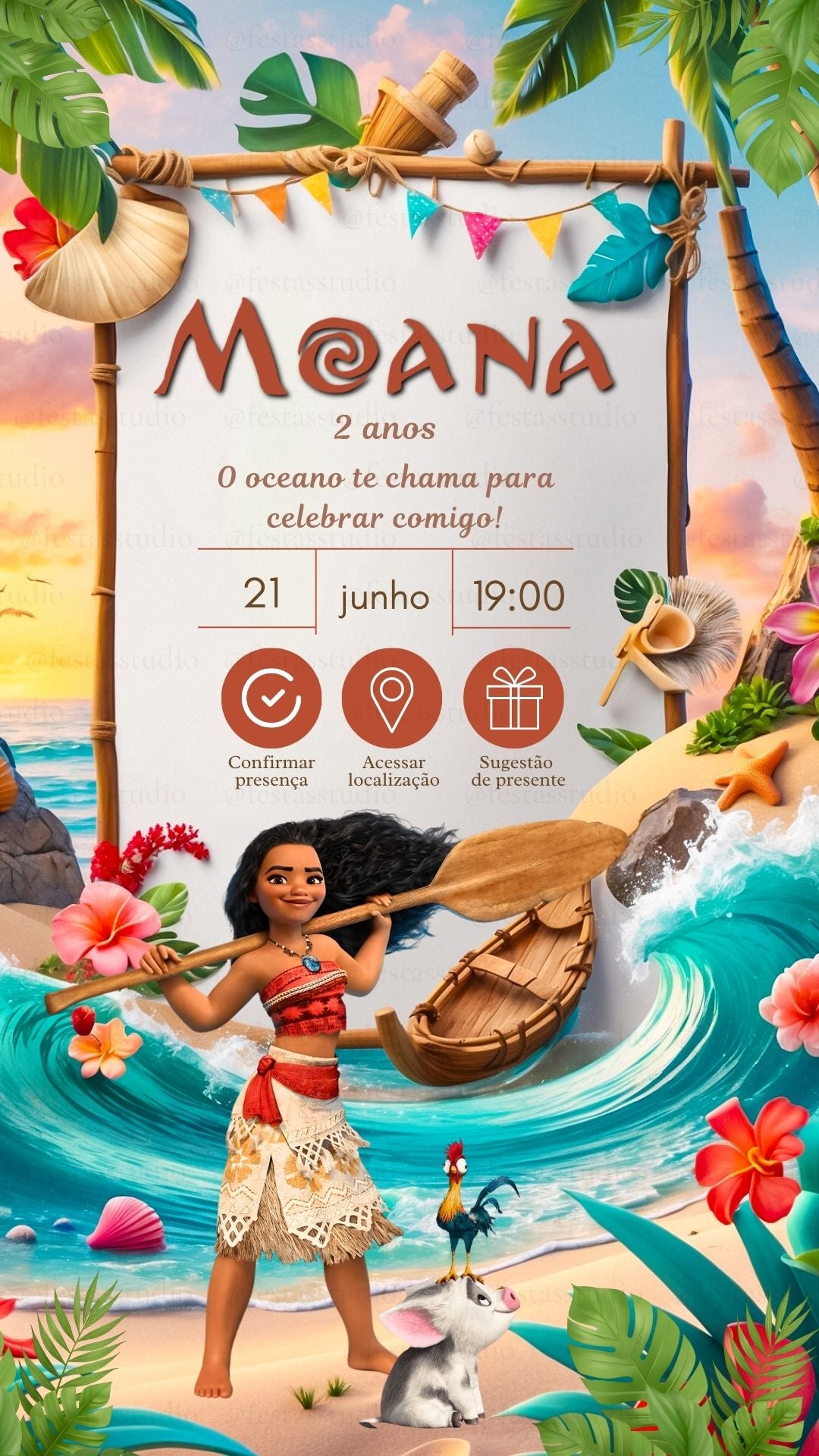 Convite Interativo - Moana