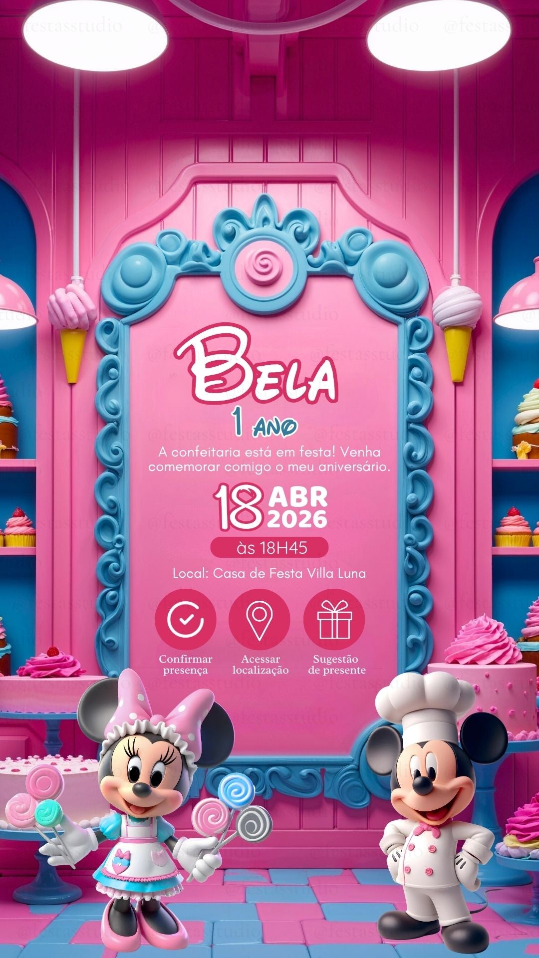 Convite Interativo - Confeitaria Minnie 4