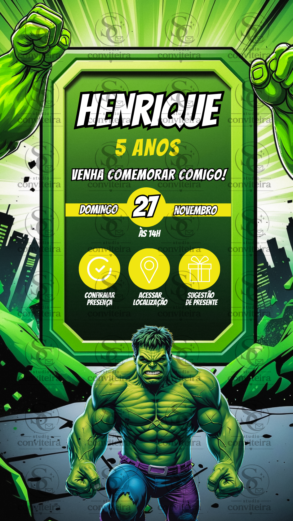 Convite Hulk 3D Interativo