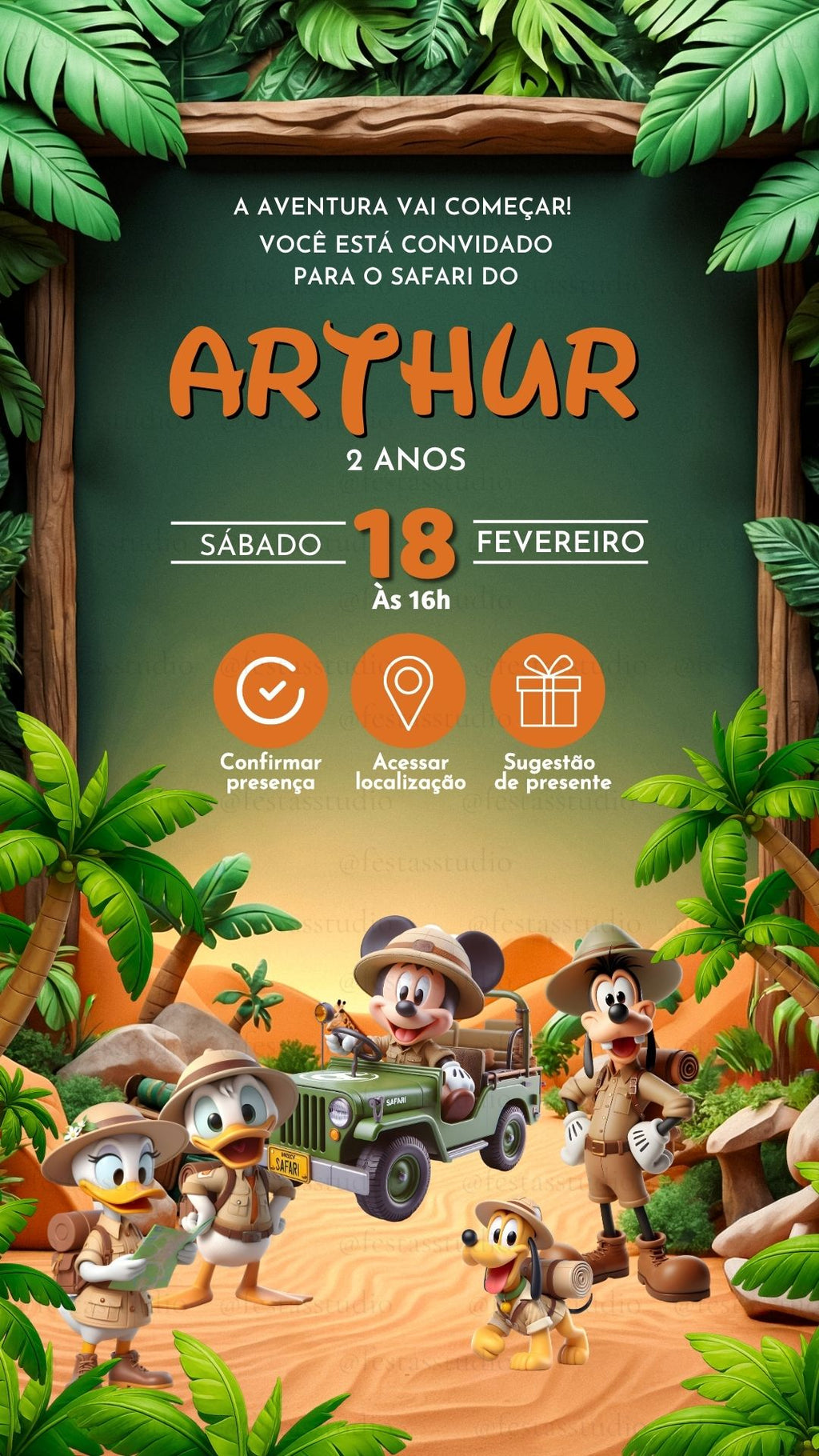 Convite Interativo - Mickey Safari 1