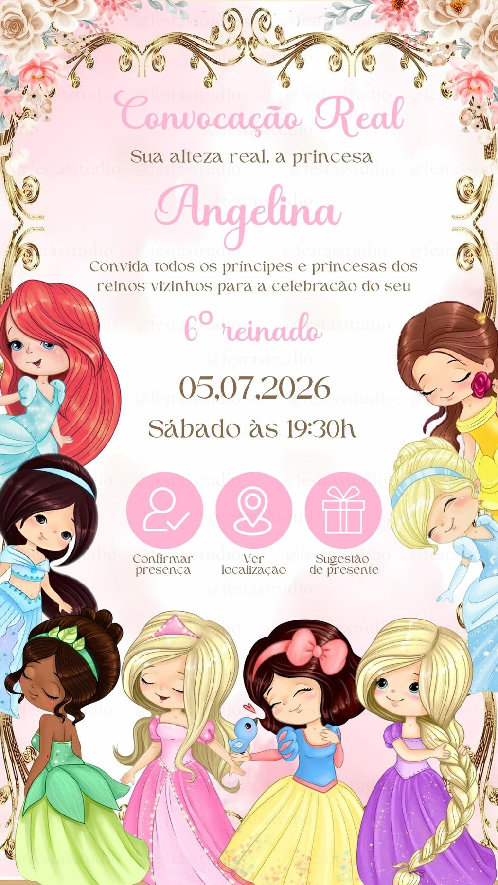 Convite Interativo - Princesa Disney