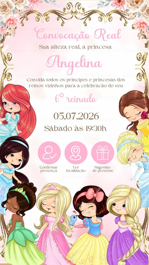 Convite Interativo - Princesa Disney