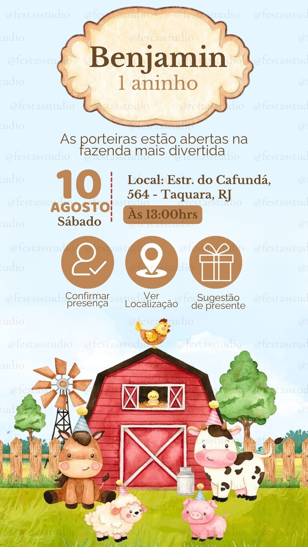 Convite Interativo -  Fazendinha Menino 1