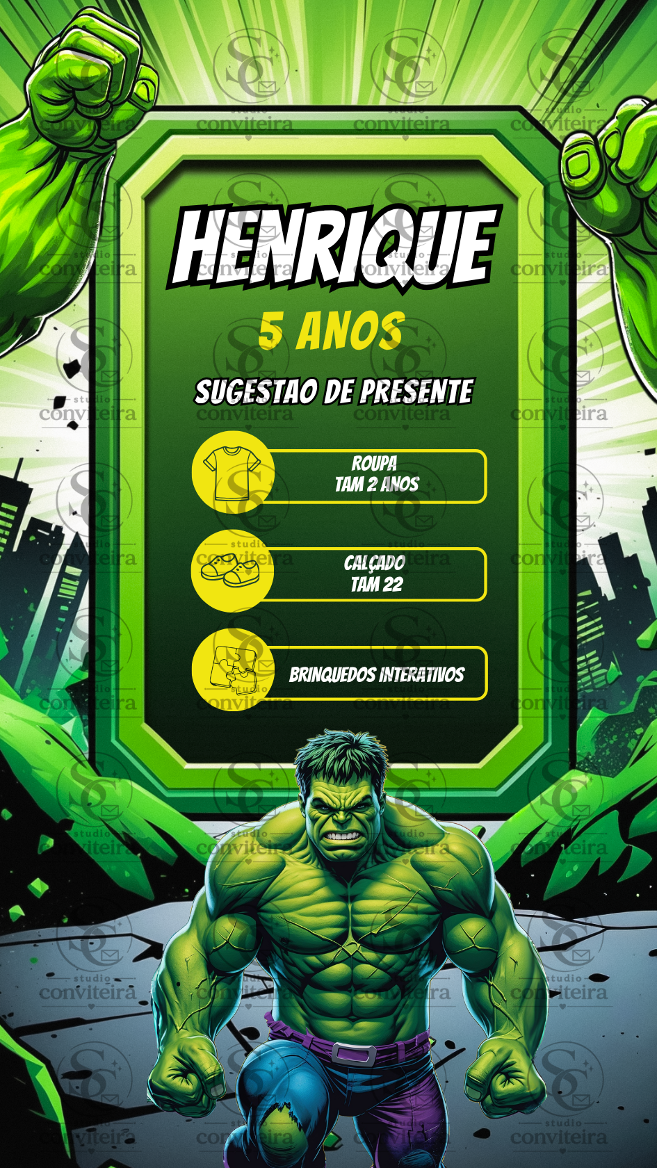 Convite Hulk 3D Interativo
