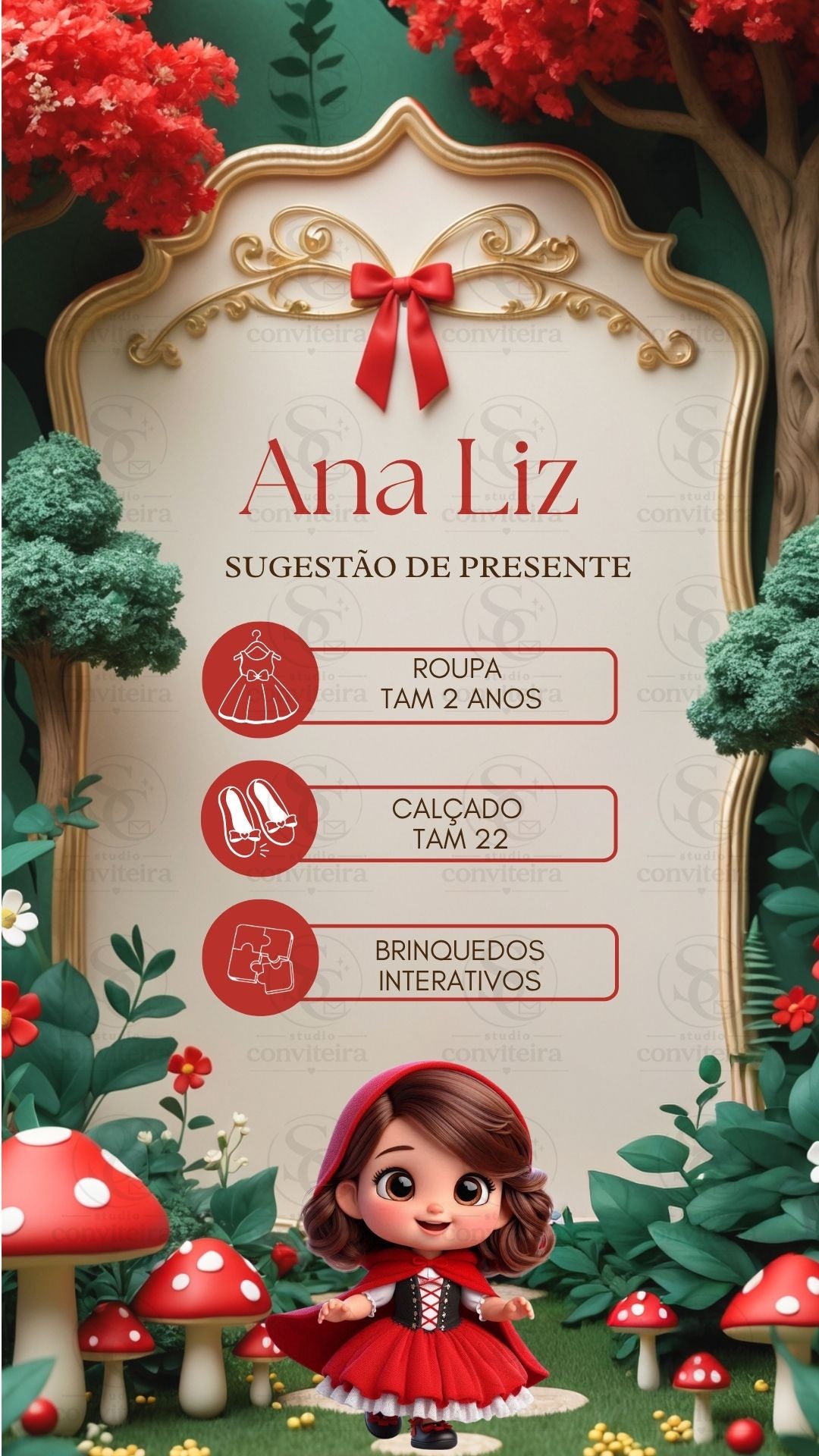Convite Chapeuzinho Vermelho 3D Interativo
