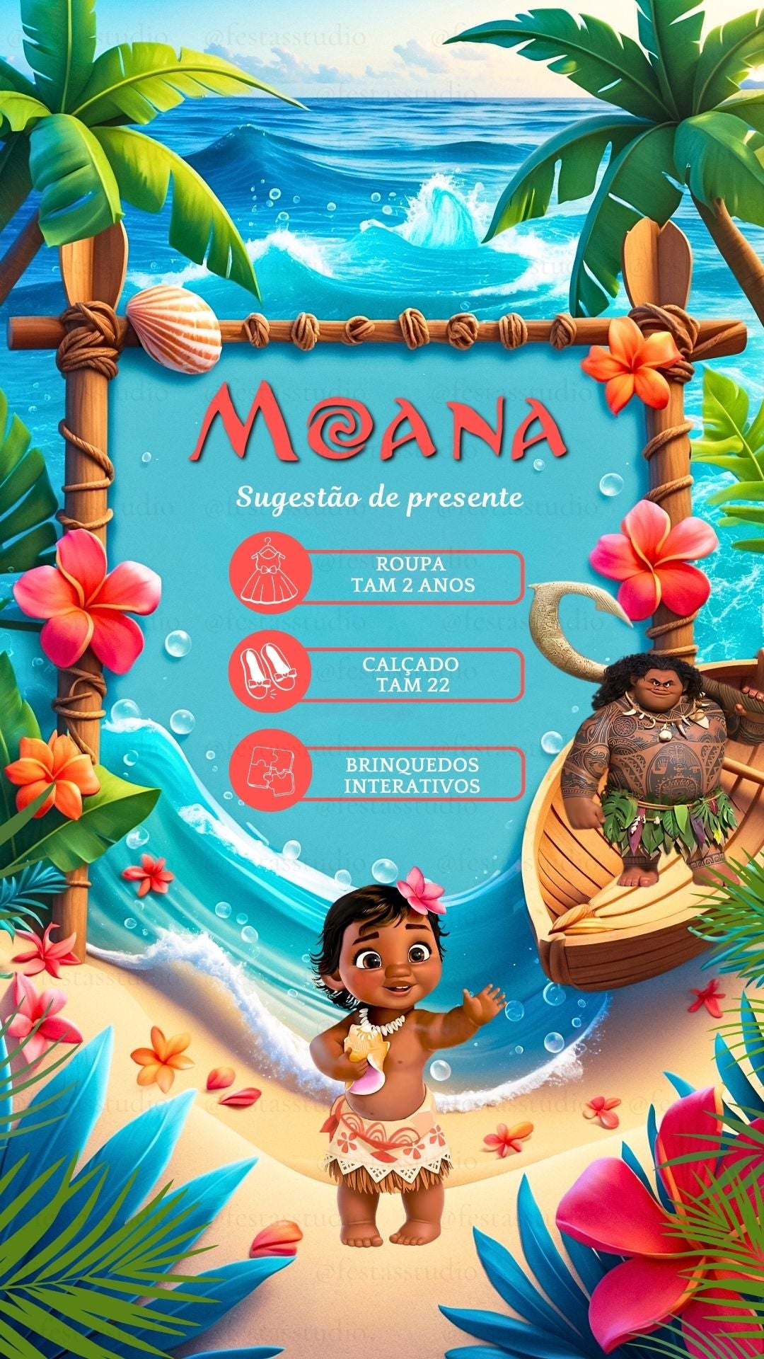 Convite Interativo - Moana Baby