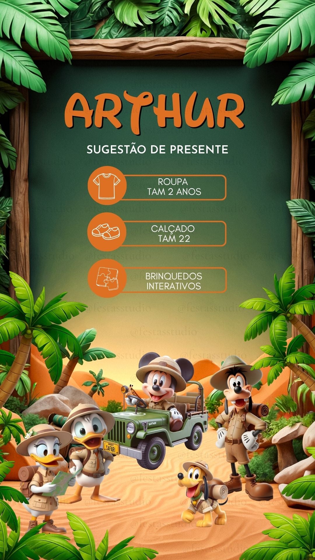 Convite Interativo - Mickey Safari 1