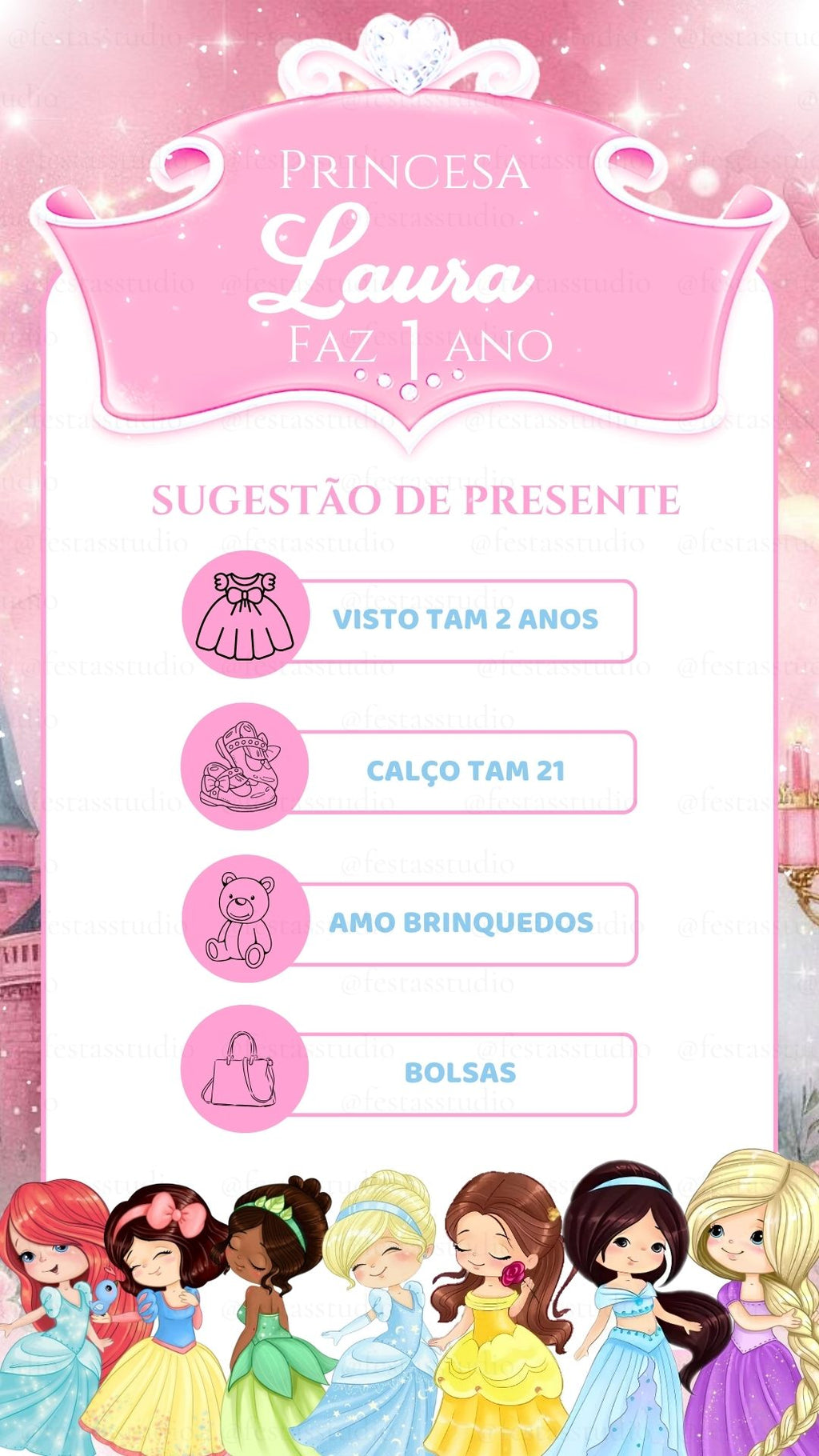 Convite Interativo - Princesa Disney 1