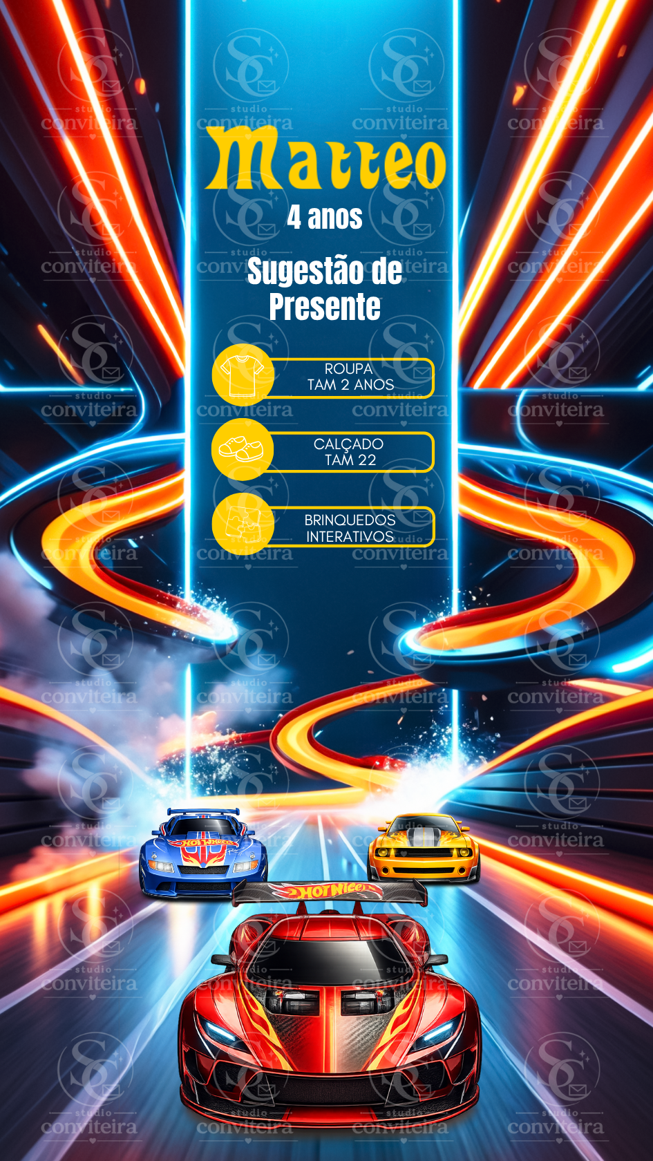 Convite Hotweels Interativo