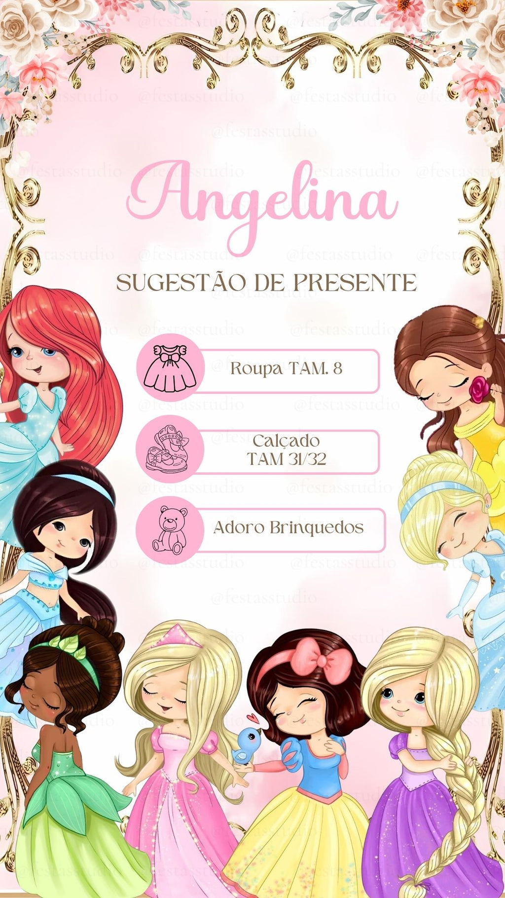 Convite Interativo - Princesa Disney