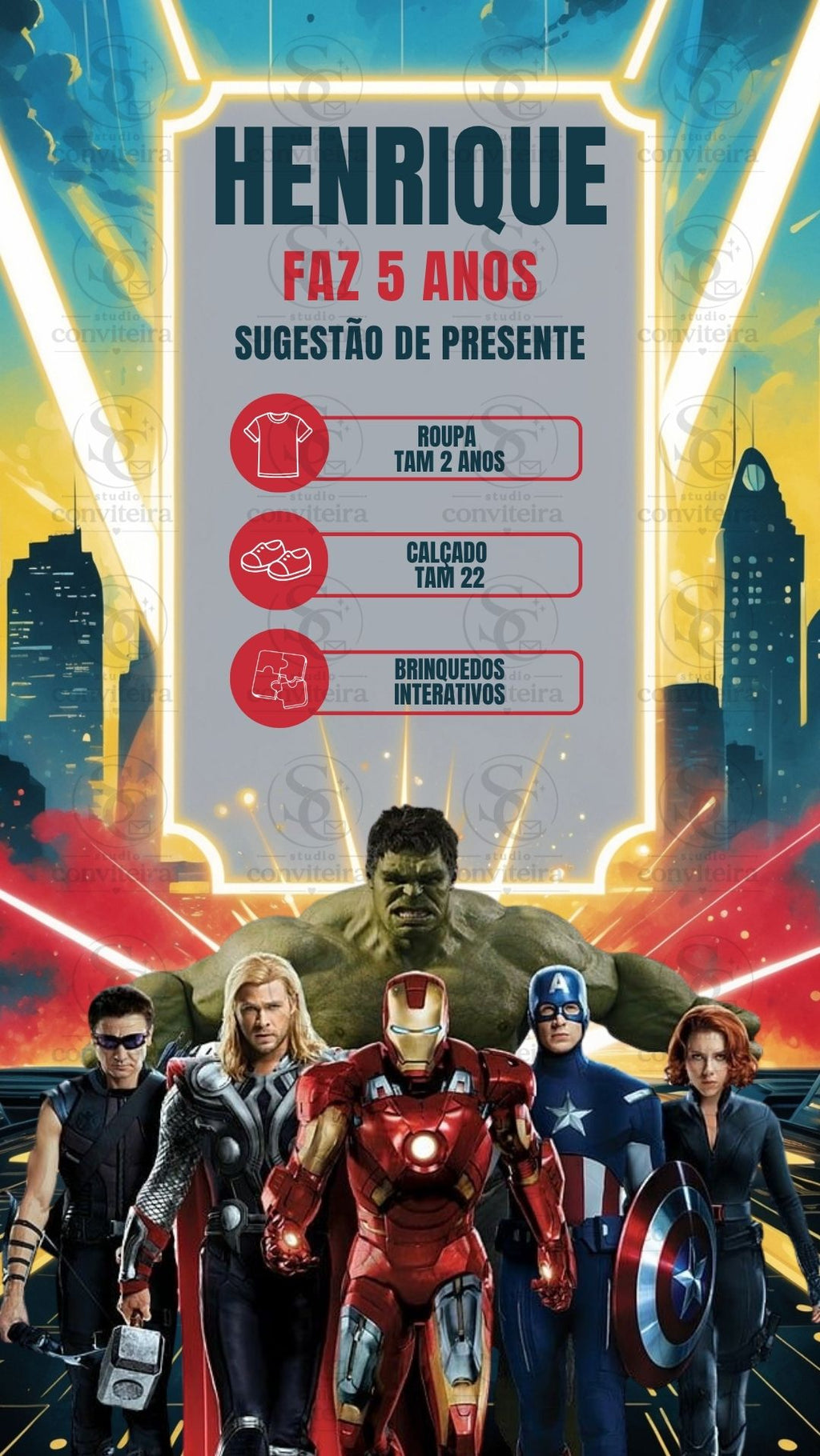 Convite Vingadores Interativo
