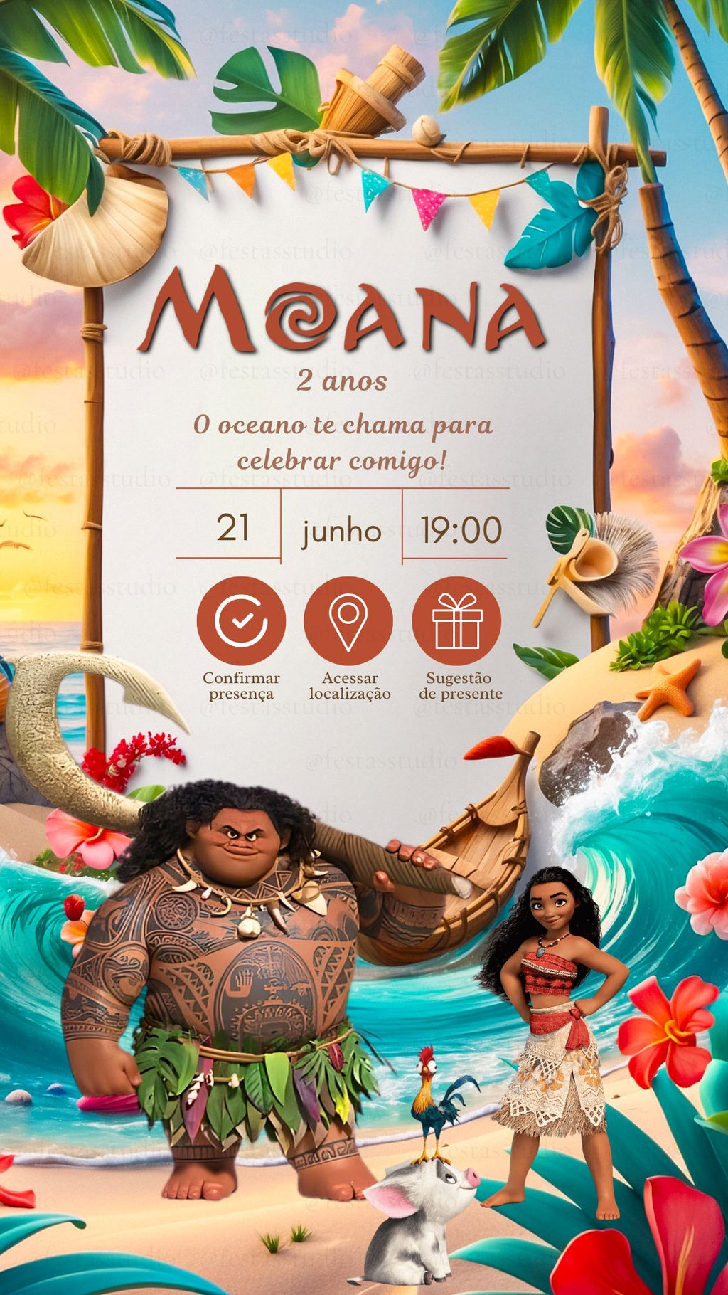 Convite Interativo - Moana