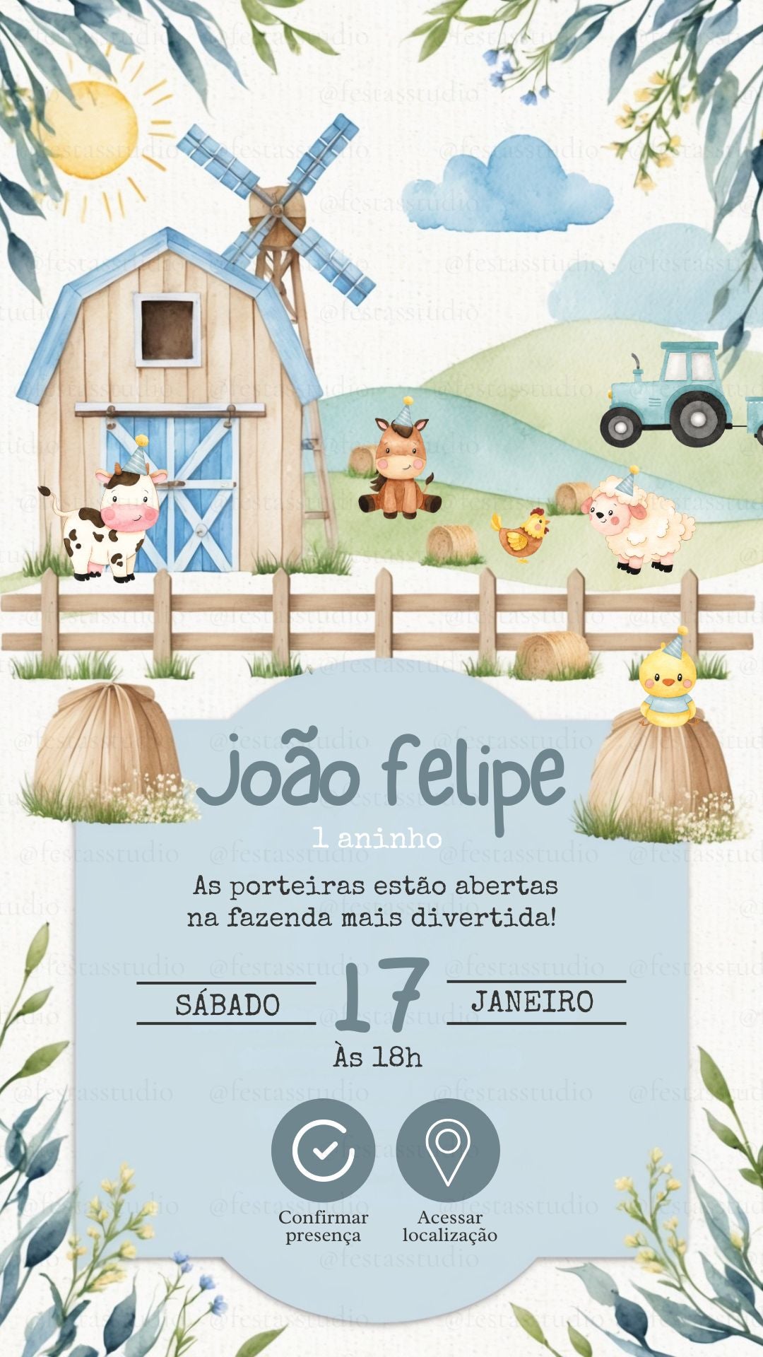Convite Interativo - Fazendinha Menino 2