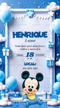 Convite Digital - Mickey Azul 3D