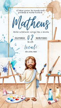 Convite O Maior Pintor do Mundo Aquarela Digital