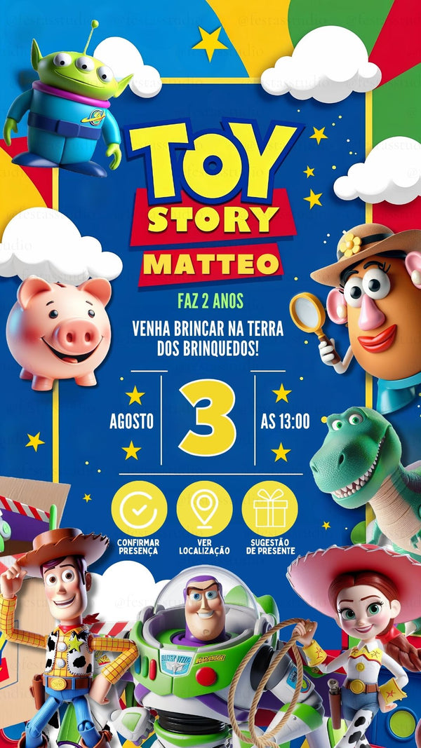 Convite Interativo Animado - Toy Story
