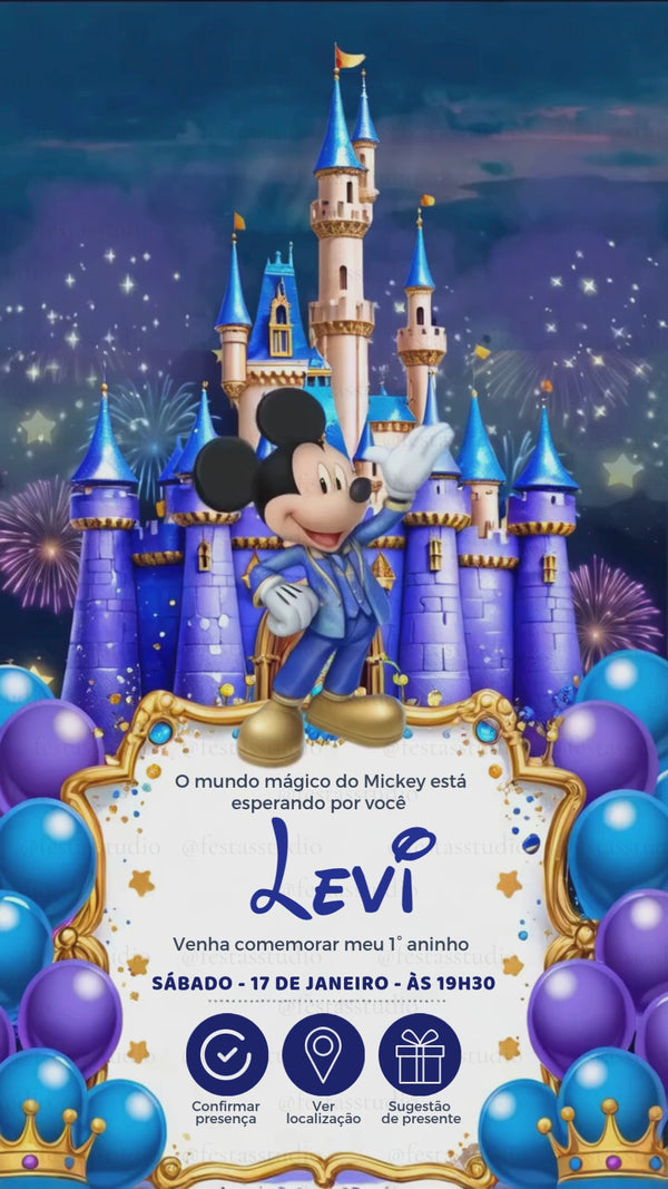 Convite Interativo Animado - Disney Menino